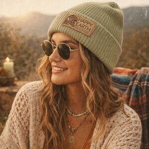 Happy Earth Olive Green Beanie